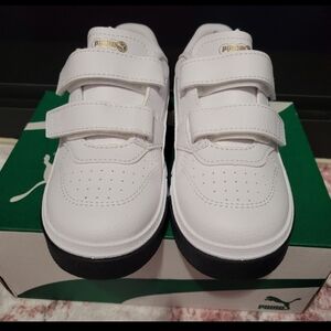 Puma Cali White and Black Velcro Sneakers